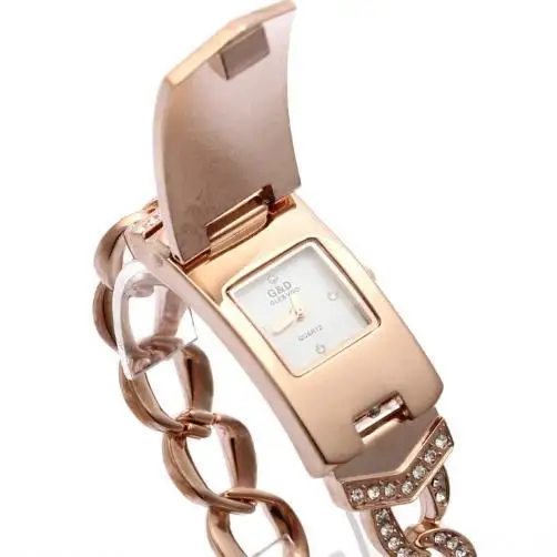 50 шт./лот G& D женские наручные часы кварцевые часы золотые Relogio Feminino роскошный браслет Saat Relojes Mujer Часы женские - Цвет: Rose Gold
