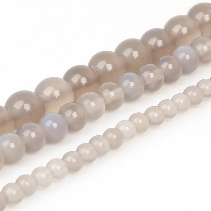 

NEW Top quality Natural Stone Grey beads Round Loose bead Stone ball 4/6/8MM For Jewelry bracelet Making DIY