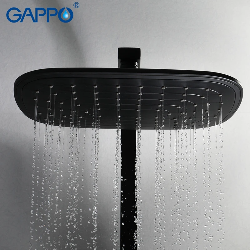 GAPPO shower Faucets black bathtub faucet 3 function stainless steel rainfall shower set mixer tap mixer bathroom faucet mixer  