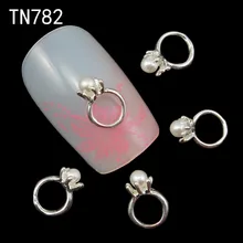 10 шт. серебряный сплав блеск 3d ногтей искусство украшения, кольца с Стразы, сплав ногтей талисманы, украшения для ногтей, для нанесения с помощью клея салон товары TN782