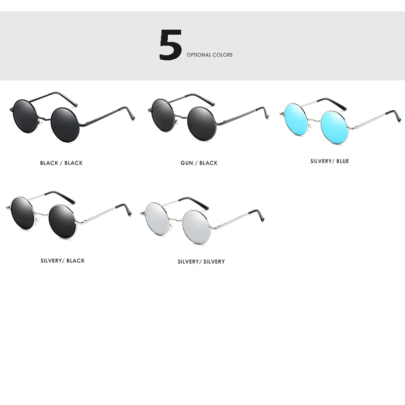 Поляризованные Винтажные Солнцезащитные очки UV 400 с круглой металлической оправой, зеркальные классические модные мужские солнцезащитные очки для вождения