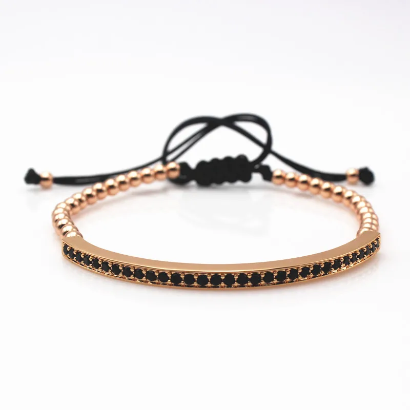 Men Bracelet Anil Arjandas 4mm Beads Micro Pave Zircon Braiding Men Bracelet Anil Arjandas 4mm Beads Micro Pave Zircon Braiding Macrame Adjule Rose Gold Bracelets Jewelry In Strand From
