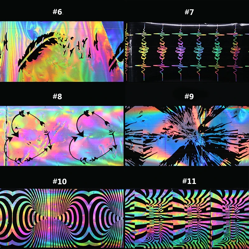 Голографическая Лазерная Фольга для ногтей, 4*100 см, Геометрическая, для Хэллоуина, фейерверк, волнистая переводная наклейка, для маникюра, украшения для ногтей