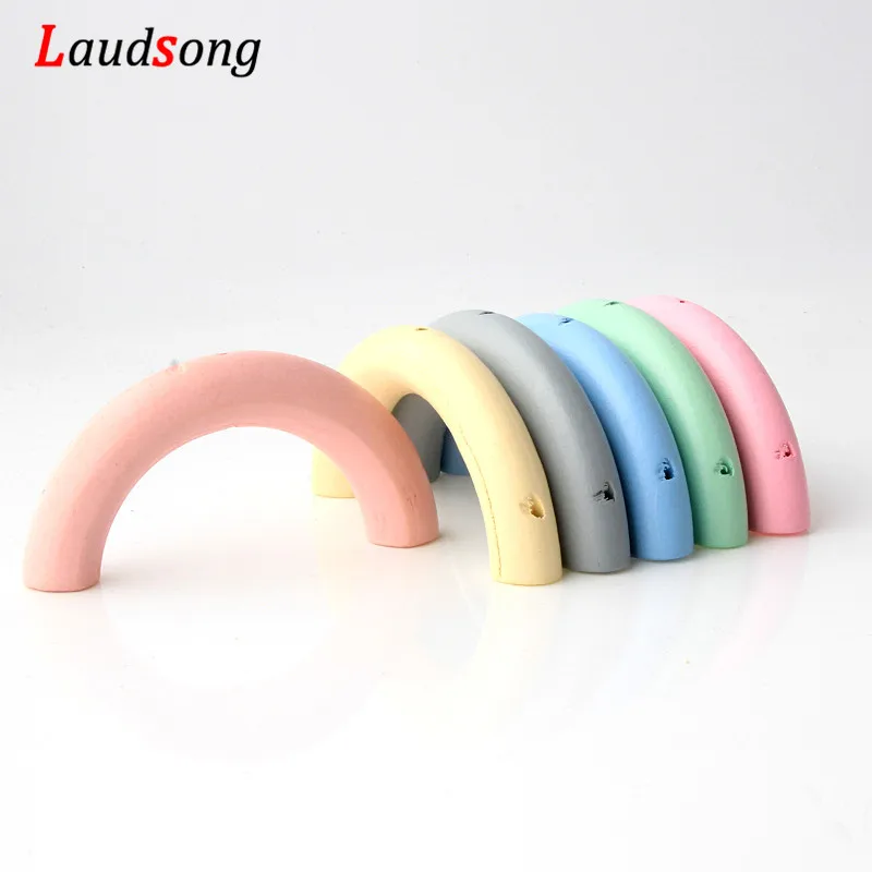 

5pcs 70mm Natural Solid Wooden curved tube beads For Jewelry Making DIY Baby Toy Mixed Color Hanging ornament Connectors