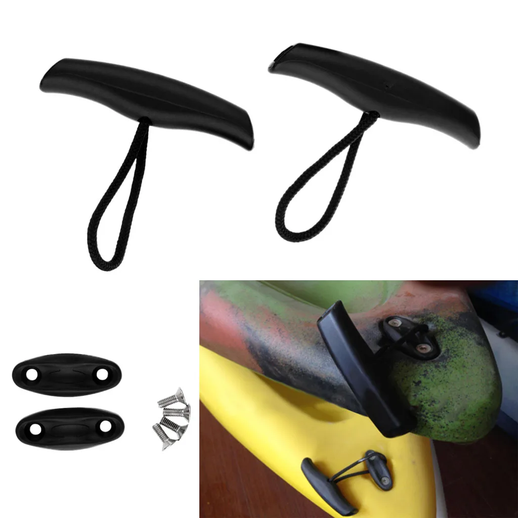 2Pcs Canoe Kayak Boat Toggle Carry Grip Handle Replacement with Cord Rope Screws Kayak Carry Boat Accessories Kit