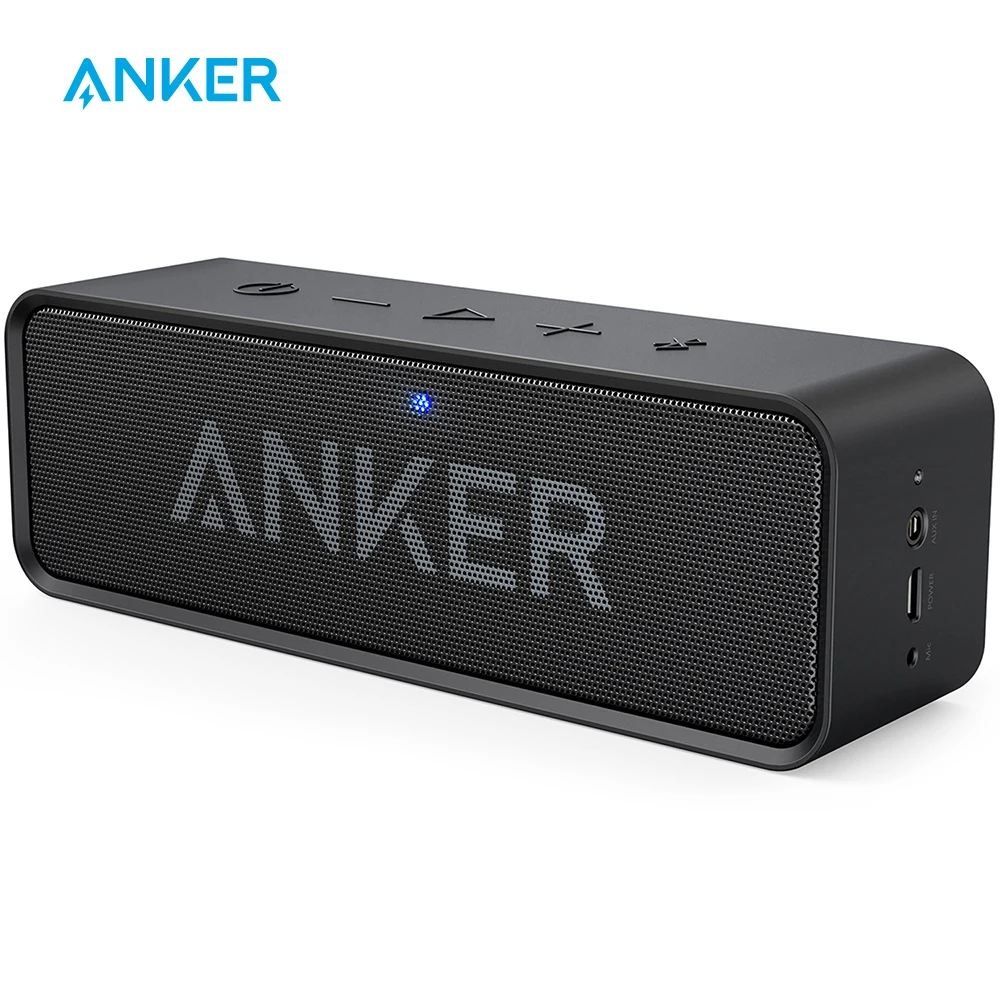 Anker SoundCore Портативный беспроводной Bluetooth динамик с двумя драйверами богатый бас 24h Playtime 66 ft Bluetooth Диапазон и встроенный микрофон Anker SoundCore Портативный беспроводной Bluetooth динамик с двумя драйверами богатый бас 24h Playtime 66 ft Bluetooth Диапазон и встроенный микрофон