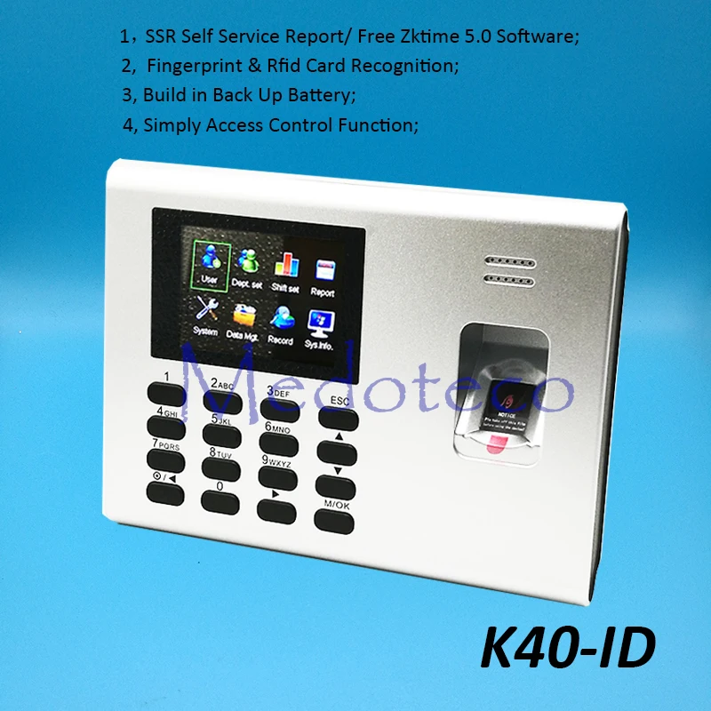 10 шт. ZK K40 ID TCP/IP отпечаток пальца посещаемость времени с 125 кГц Rfid считыватель SSR