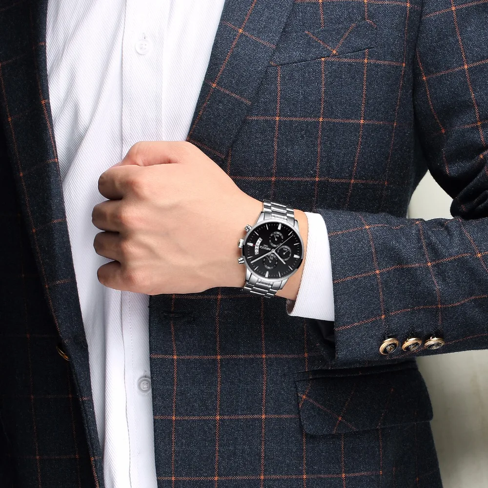 de pulso de pulso de quartzo masculino nibosi