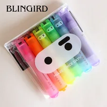 6 Pçs/set Coelho Mini Marcador Fluorescente Caneta Marcador Giz Canetas Papelaria Kawaii Material Escolar Papelaria Escola Supplie