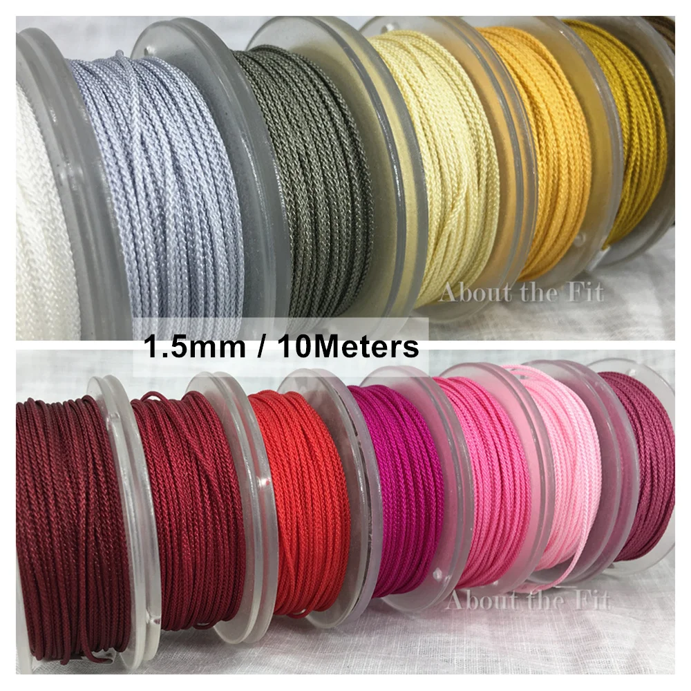 

1.5mm 10M/Roll Braided Artificial Silk Thread For Jewelry Making Tassels Macrame Rattail Cord Nylon String Strap Rope Beads Lace