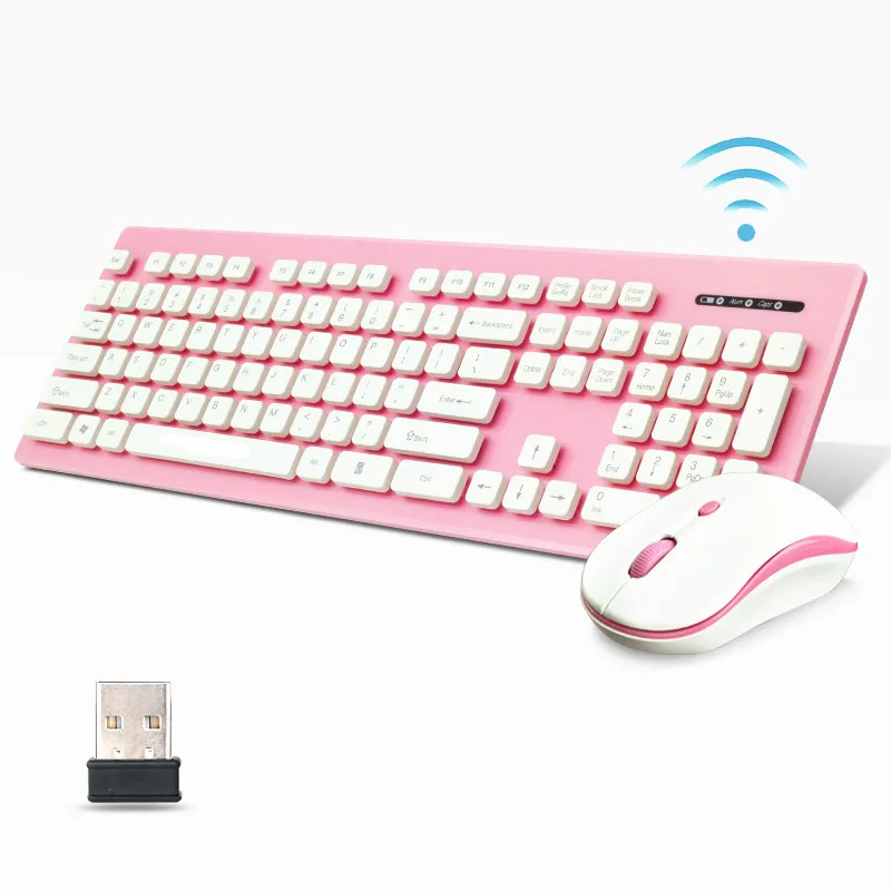 104 клавиш 2,4 ГГц Беспроводная клавиатура ультра-тонкая игровая клавиатура с нано-приемником для Android Smart tv компьютеров Ladtop рабочего стола - Цвет: pink