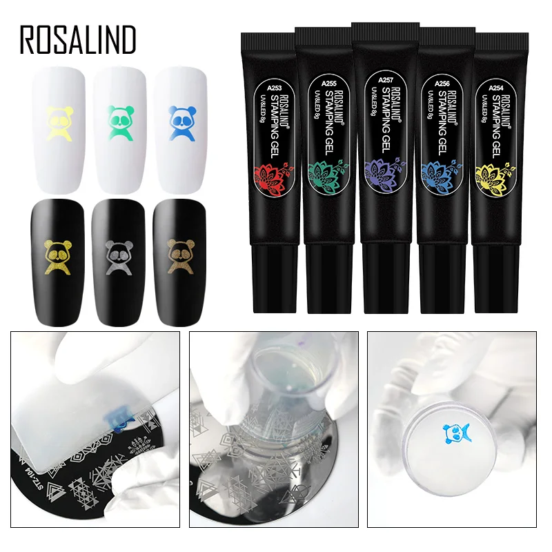 

ROSALIND Gel Polish Stamping Paint Hybrid Lacquer Vernis Semi Permanent UV Nail Polishes Nail Art Manicure Stamping Plate