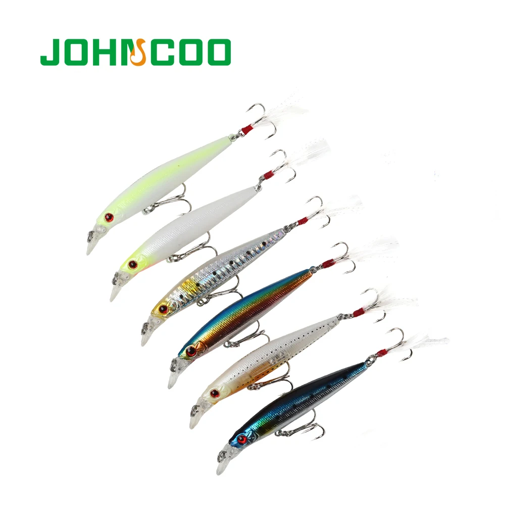 JOHNCOO 1 шт. гольян жесткий приманки с пером 10 см г искусственные воблер 6 цветов