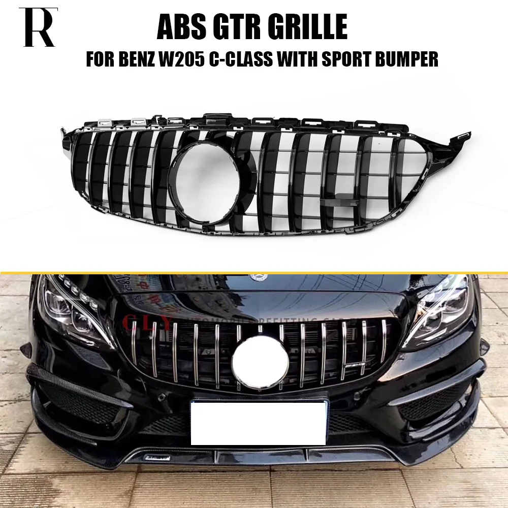 GT-R Styling Black ABS Front Mesh Grill Grille for Benz W205 C200 C300 C43 with AMG Package Without Star Logo ( can't fit C63 ) GT-R Styling Black ABS Front Mesh Grill Grille for Benz W205 C200 C300 C43 with AMG Package Without Star Logo ( can't fit C63 )