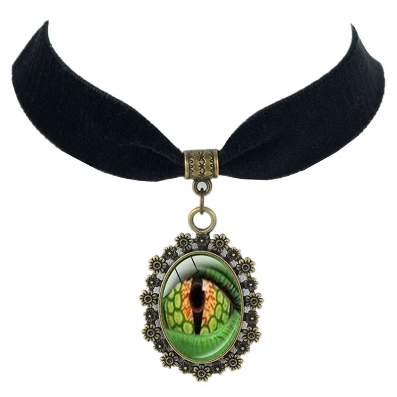 Animal Dragon Eyeball Pendant Blue Cat Eye Choker Necklace Evil Eye