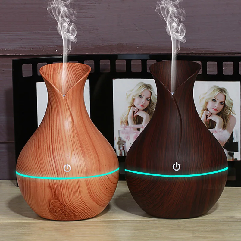 KBAYBO 130ml USB Aroma Oil Diffuser Wood Electric Humidifier Ultrasonic Air Humidifier Aromatherapy LEDlight Mist Maker