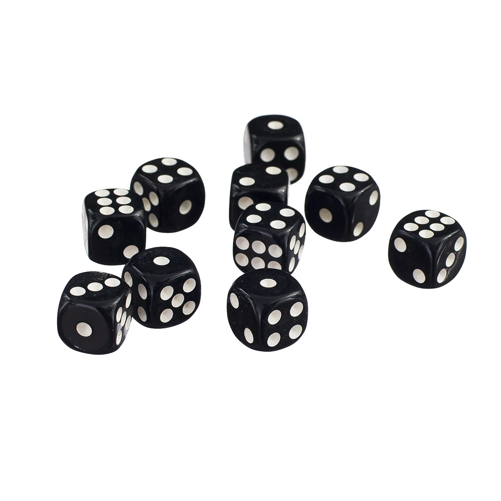 Black Opaque 50pcs Six Sided Spot Dice Set D6 RPG D&D NEW Role Playing 12mm