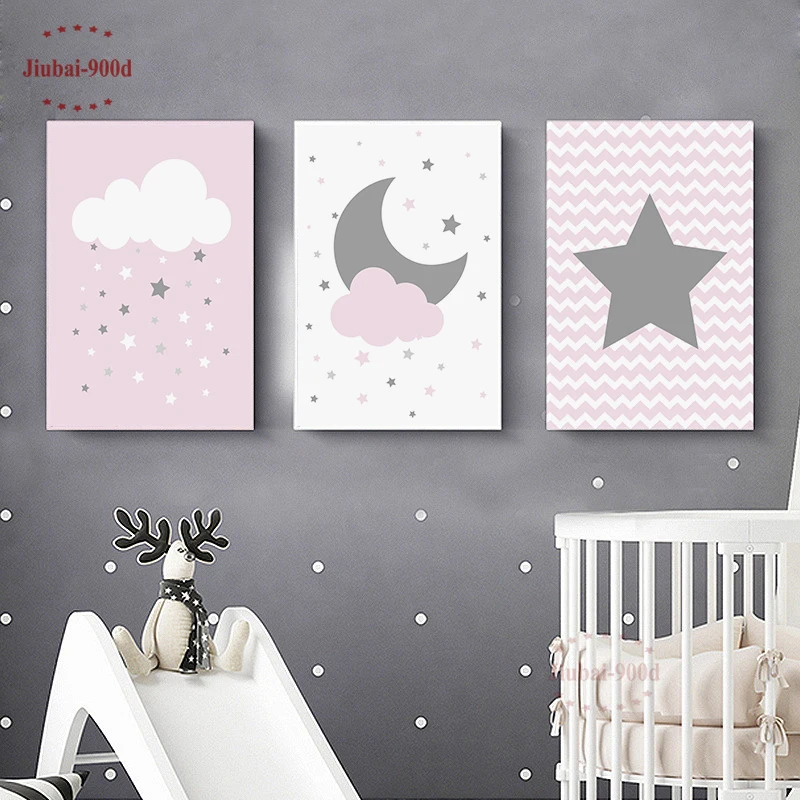 Nursery Cartoon Stars Cloud Moon Posters Canvas Painting Baby Room Wall Decoration Pictures Wall Art Posters and Prints NUR42|Painting & Calligraphy| - AliExpress