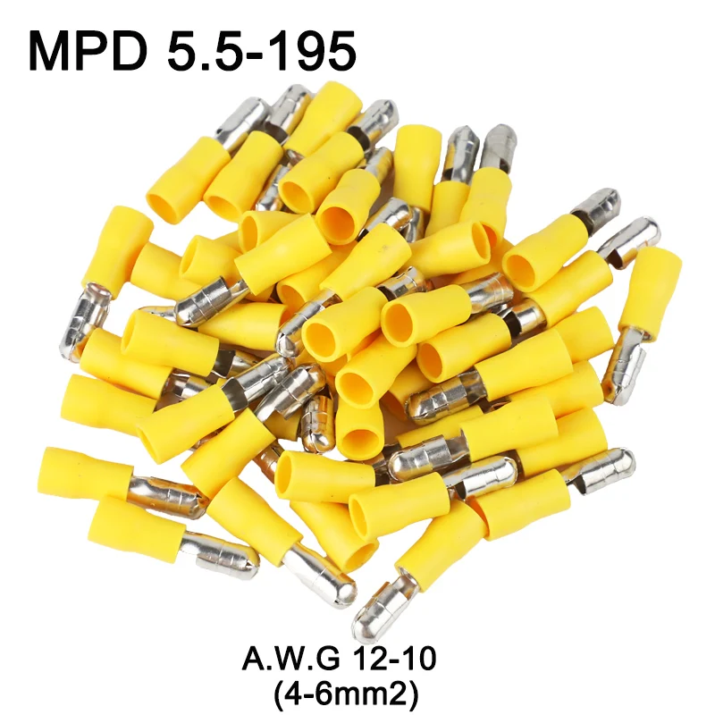 MPD5.5 195 MPD5 195 500PCS Bullet Shaped male Insulating Joint Wire Connector Electrical Crimp