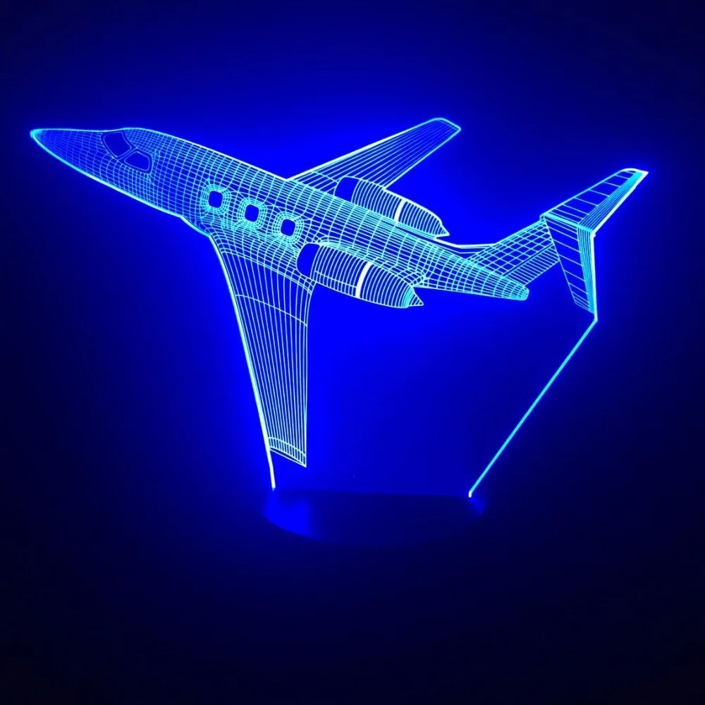 Реактивный самолет военный самолет Летающий на землю самолет вертолет 3D светодиодный светильник 7 цветов Изменение детской спальни настольная лампа лучший подарок для дома