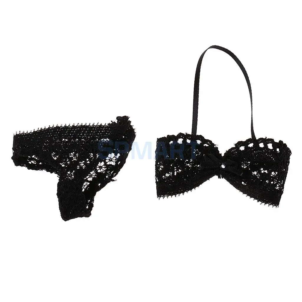 1/6 Scale Black Women Clothes Lingerie Underwear Bra Briefs Bikini Set for 12'' Female Body Action Figure Accessories DIY