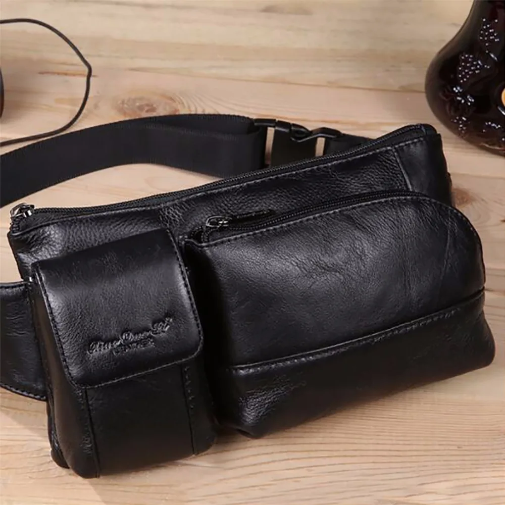 New Arrival Men Genuine Leather Fanny Waist Bag Loop Bum Hip Belt Purse