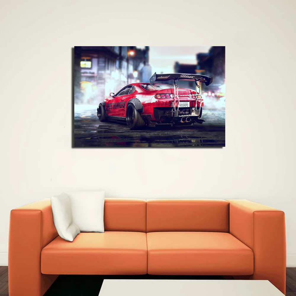 Canvas HD Print Poster Wall Art Frame 1 Piece Toyota Supra Sports Car ...
