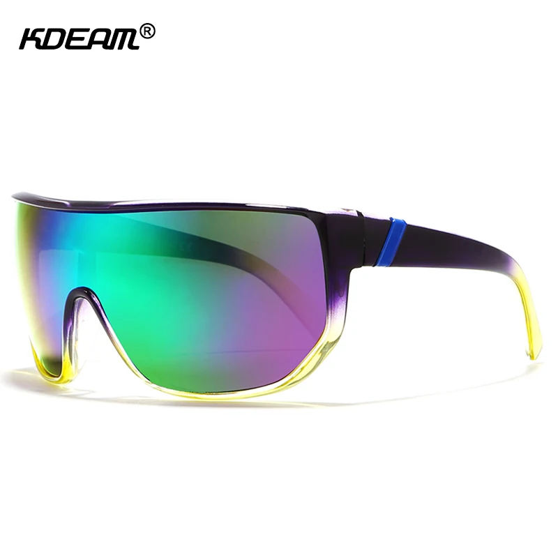 KDEAM, цельные мужские солнцезащитные очки, стимпанк, очки, ударопрочные линзы, большой размер, солнцезащитные очки с защитной коробкой KD100