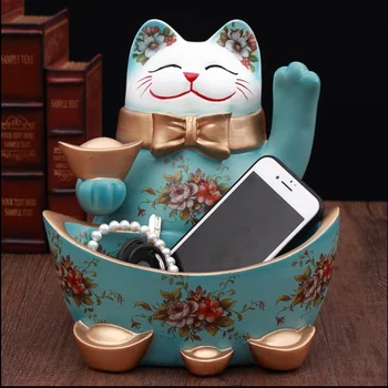 

Free Shipping Lucky Cat Statue Wine Cabinet Corridor Shoe Cabinet Key Storage Home Decoration Gift Statue Decoration