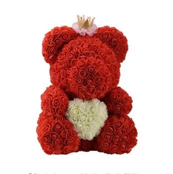 

Home Decorative Souvenir Gifts 25cm Rose Bears Creative Red Rose Bear Immrotal Rose Flower for Vaentine Gifts