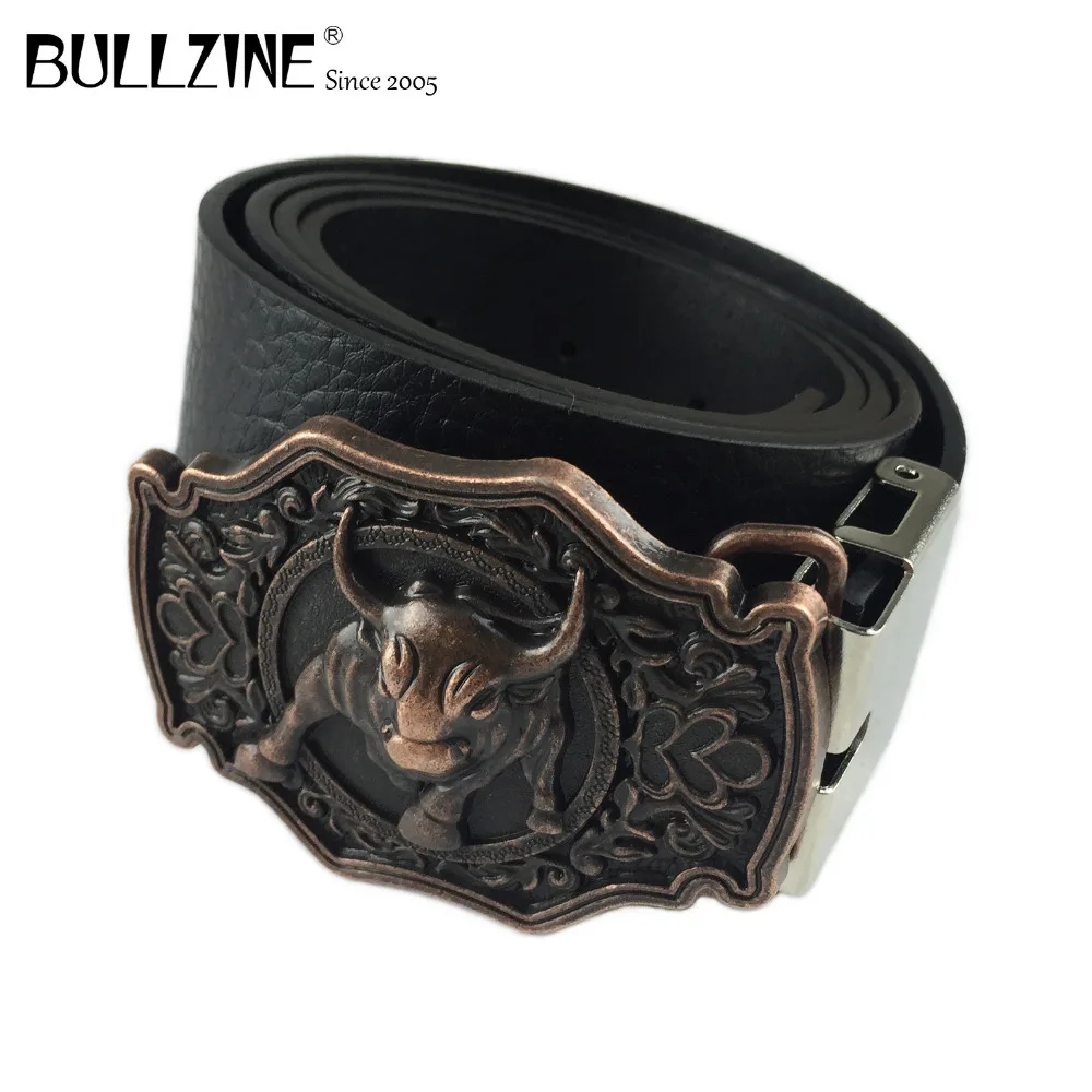 Мужская пряжка для ремня Bullzine горячая Распродажа western bull ox 3 цвета и ремни из ПУ