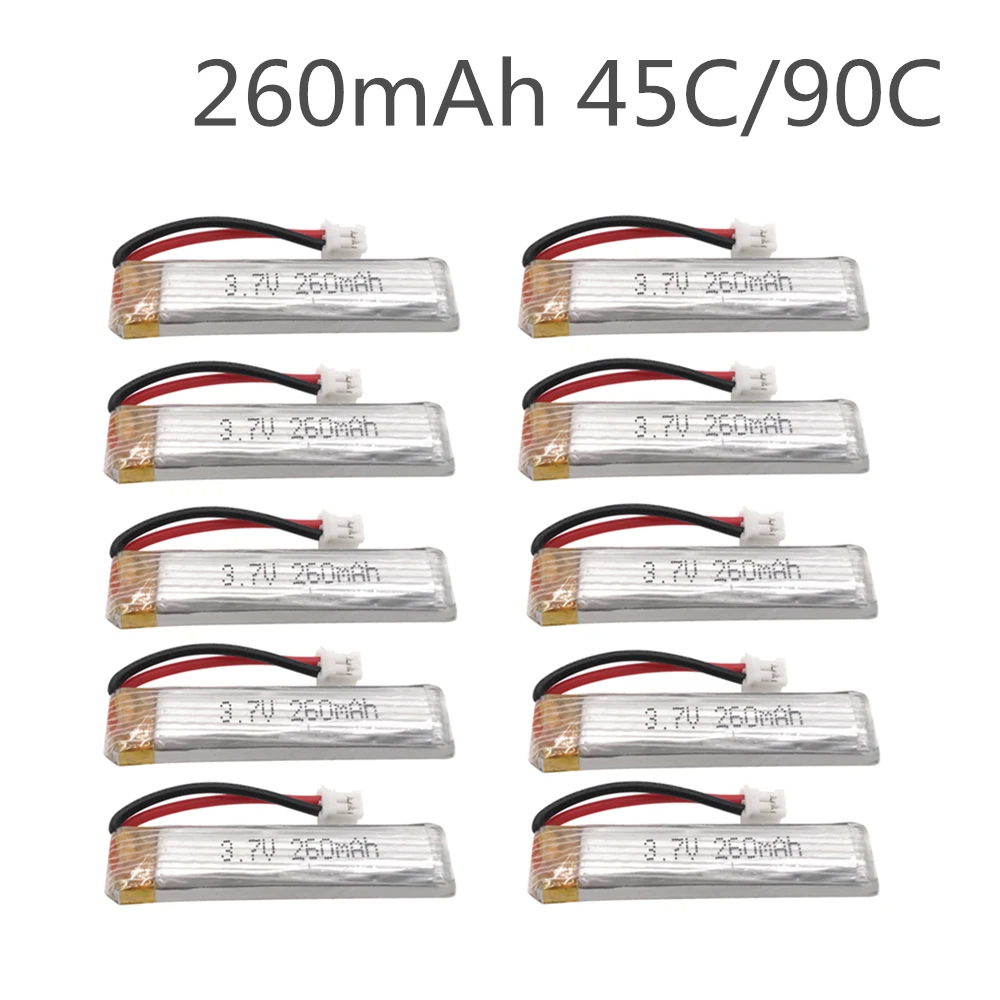 

5 / 10PCS 3.7V 260mAh 45C/90C 1S Lipo Battery Rechargeable PH2.0 Plug Connector for Eachine US65 UK65 QX65 For URUAV UR65