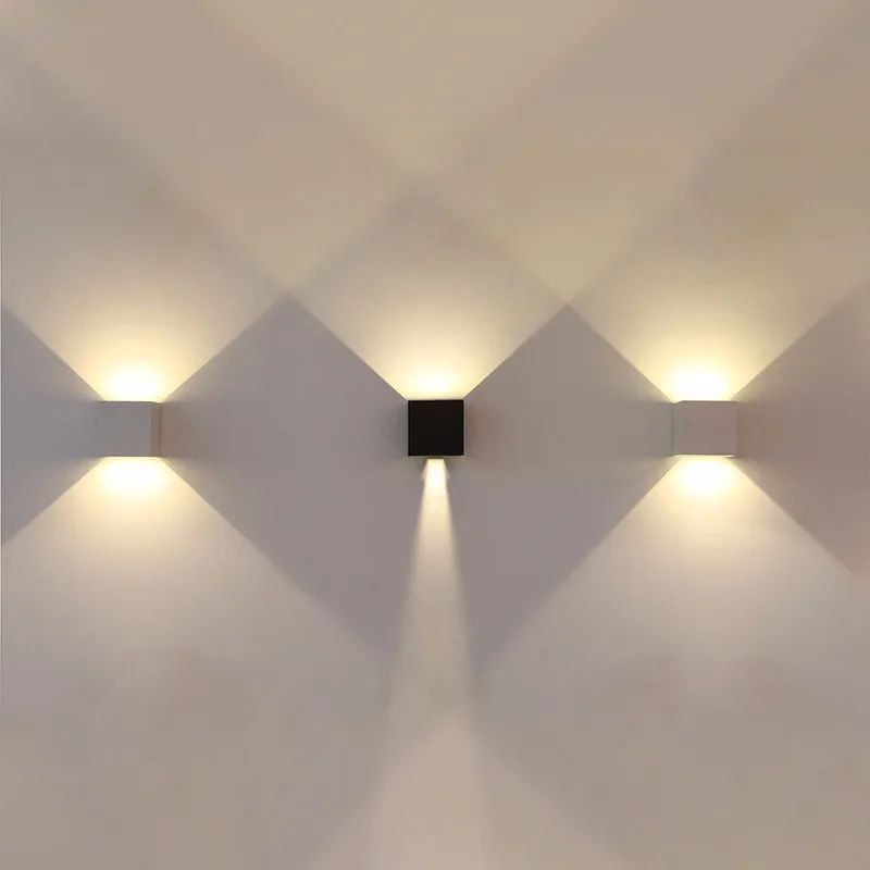9 Вт 12 Вт светодиодный настенный светильник с регулируемой яркостью и водонепроницаемым наружным или крытым современным настенным светом Алюминиевый Регулируемый поверхностный монтируемый куб