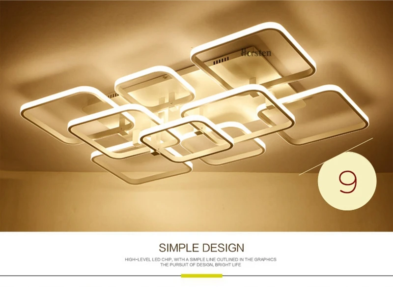 Modern Creative DIY LED Chandelier Lights Aluminum Rectangle Dimmable Ceiling Chandelier Lamp For Living Room Bedroom Home Lighting (6)