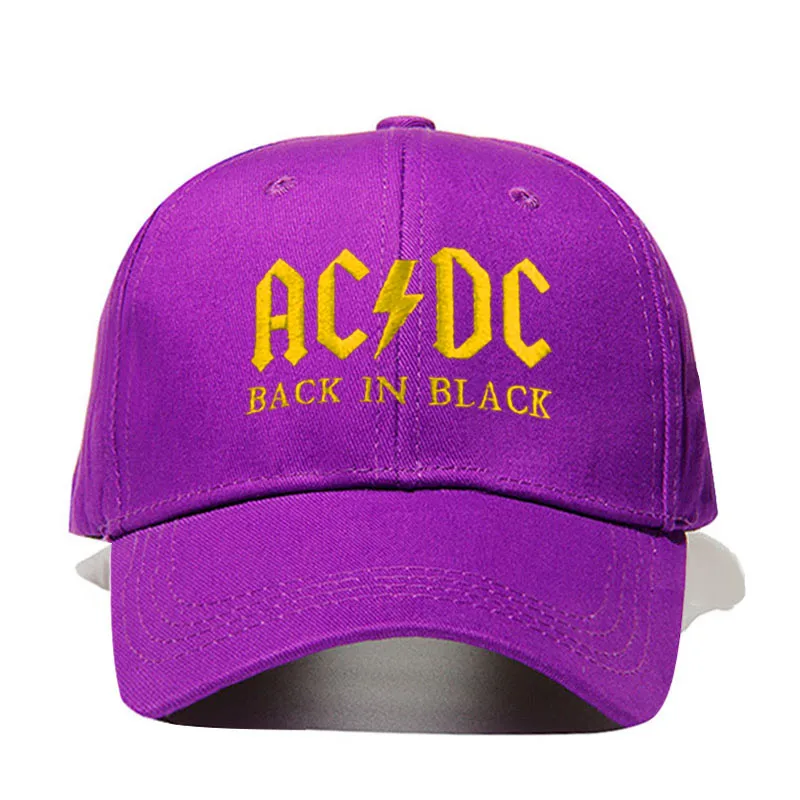 Бейсбольная кепка AC/DC в стиле рок, хип-хоп, Мужская бейсболка с вышитыми буквами, Повседневная Кепка для диджея, рок, папы, Прямая поставка - Цвет: purple yellow