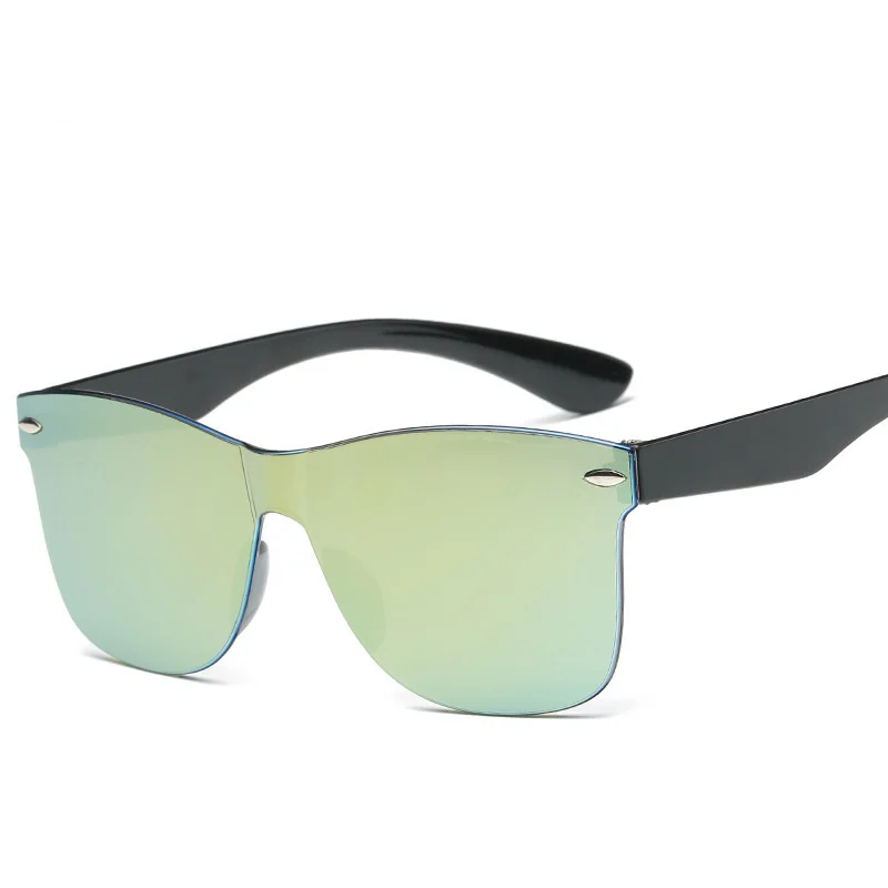LeonLion, цельные солнцезащитные очки, женские цветные ретро модные солнцезащитные очки без оправы, Женские винтажные Роскошные Брендовые очки - Цвет линз: Black Gold