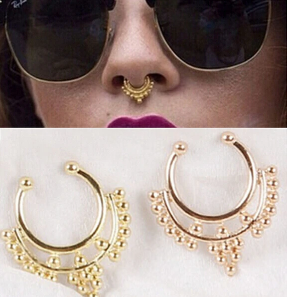 

Non Piercing Fake Nose Ring Clip on Boby Nose Fake Piercing Rings Stud Punk Goth False Hoop Earrings Septum Limited Edition Nose