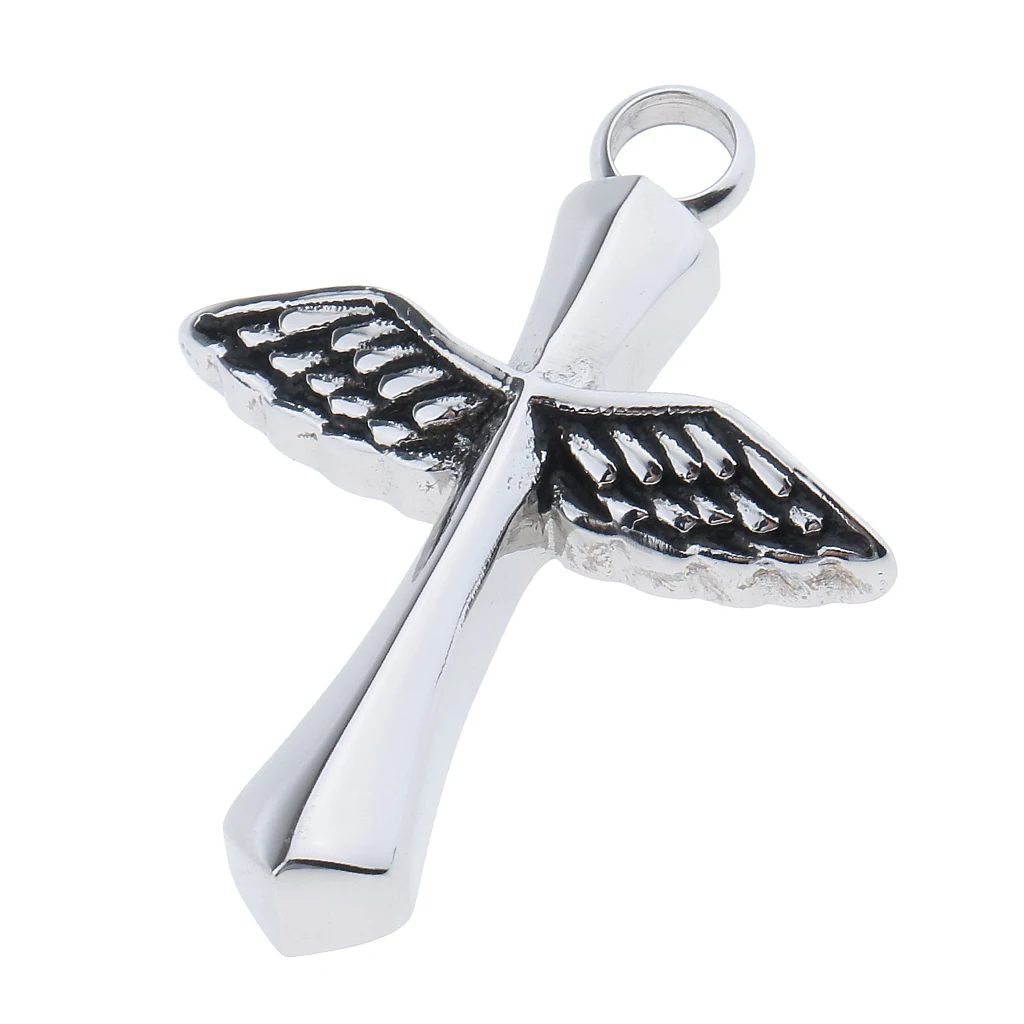 Keepsake Urn Jewelry Bless Cross Angel Wing Cremation Pendant for ashes
