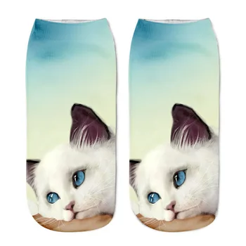 

RUNNING CHICK Lovely thinking cat 3d digital print fashion women socks