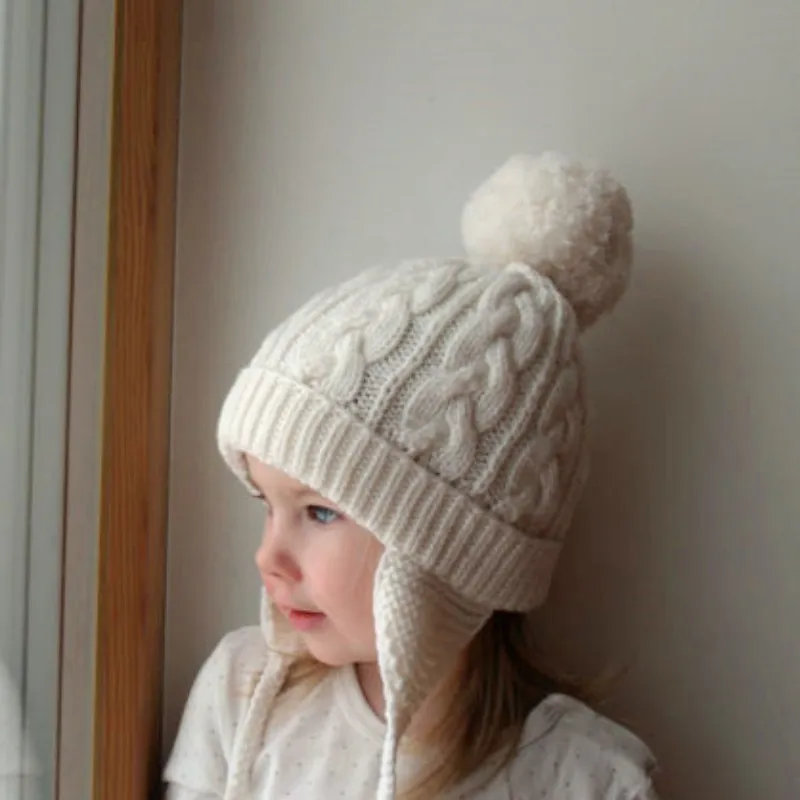 Buy Winter Children Hat Knit Cotton Baby Kids Woolen Hat Children Ears Beanie