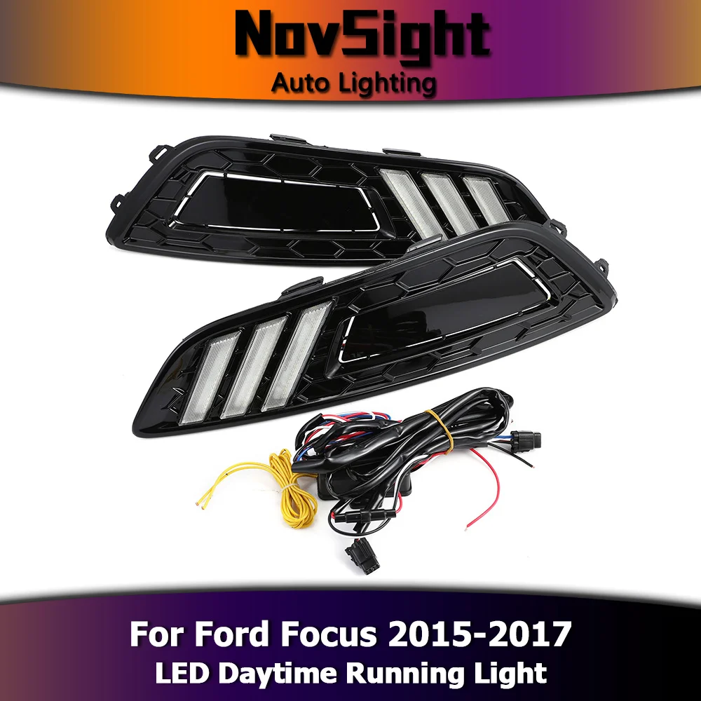 

NOVSIGHT White Car LED Daytime Running Light DRL Driving Fog Light Yellow for FORD FOCUS 2015 2016 2017 D20