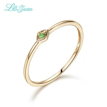 L& Zuan 14 K желтое золото 0.029ct натуральные круглые маленькие кольца для женщин зеленый драгоценный камень вечерние ювелирные изделия Принцесса 0016-2