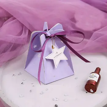 

30Pcs Romantic Purple Wedding Favors Candy Box Bomboniera Party Supplies Gift Box Giveaways Boxes With Ribbons & Star Tags