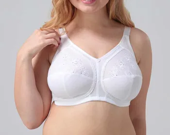 White bra bh soft full cup cotton bras for big size women wireless unlined Geometric bralette everyday Minimizer underwear C01 1