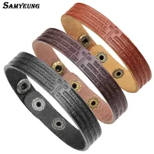 

Samyeung Vintage Men's Cross Letter Bracelets for Women Jewelry Charms Leather Men Bracelet Male Braclet Female Bijoux Femme