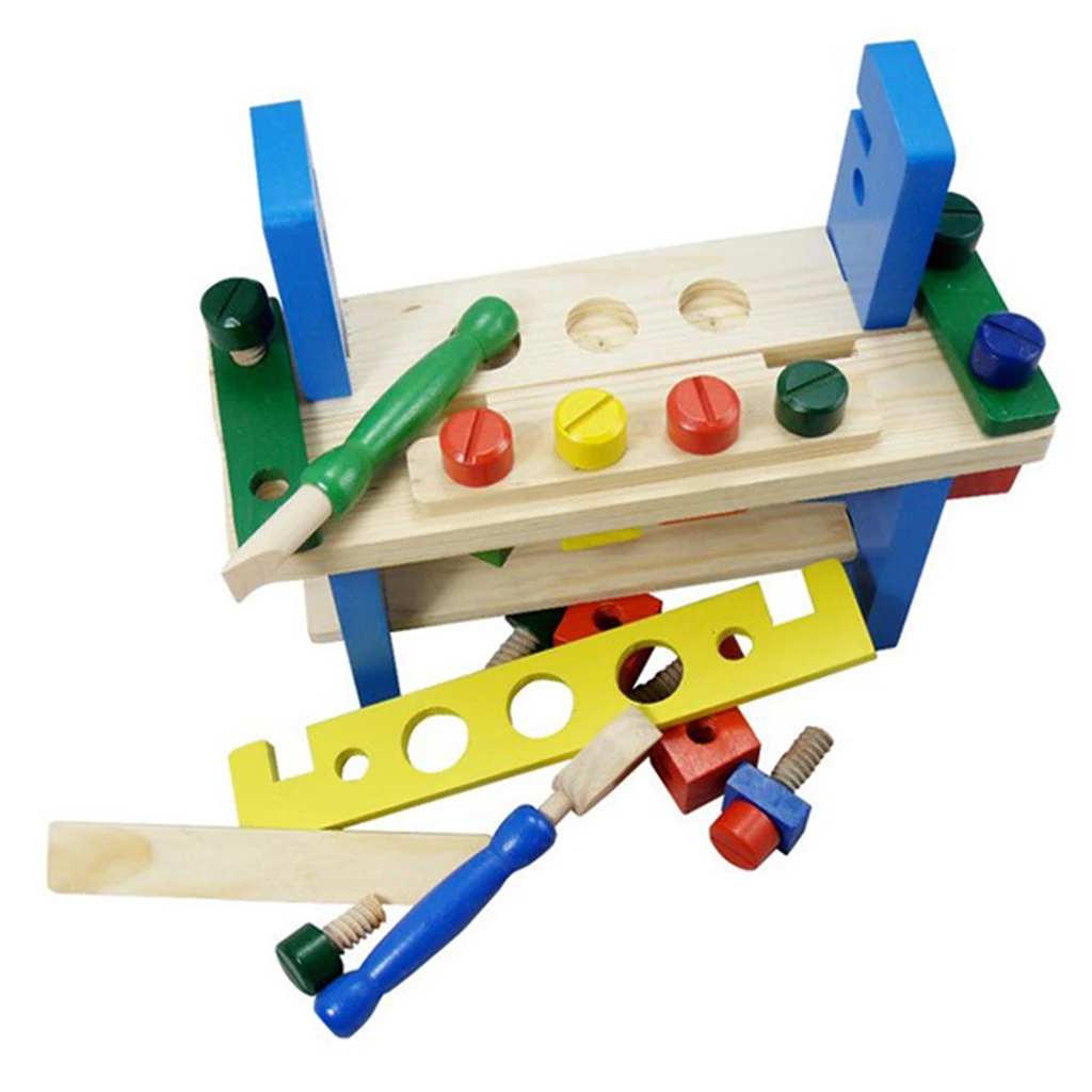 Baby Preschool Educational Wooden Combine Tools Nuts Sets Children Toys Gift - Pounding Tool Kit - Screwing Construction Toy
