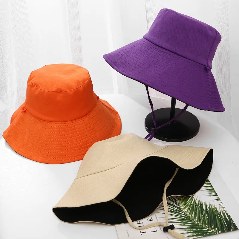 

Summer Designer Brand Luxury Double-sided large visor Women Bucket Hat Travel Hiking Hunting Fishing Outdoor Cap Fisherman Caps