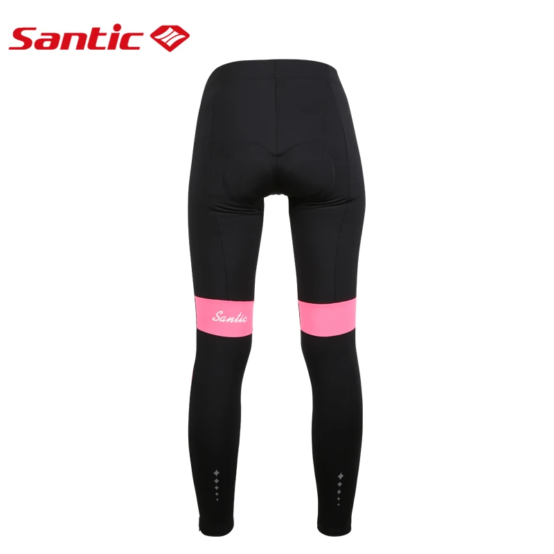 Santic женские велосипедные штаны с флисовой подкладкой, зимние 4D подушечки, светоотражающие велосипедные тепловые штаны, велосипедные штаны, азиатские S-2XL, L7C04096