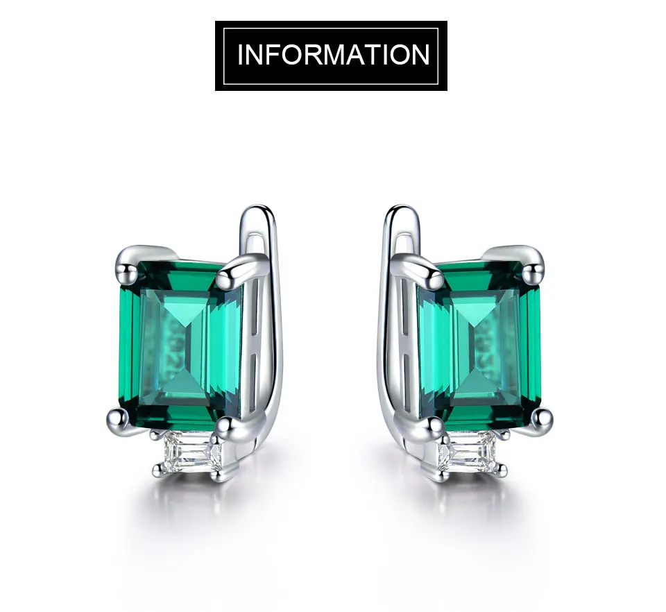 UMCHO Solid 925 Sterling Silver Clip Earrings for Women Luxury Emerald Green Gemstone Jewelry Princess Cut May Birthstone Gift UMCHO Solid 925 Sterling Silver Clip Earrings for Women Luxury Emerald Green Gemstone Jewelry Princess Cut May Birthstone Gift