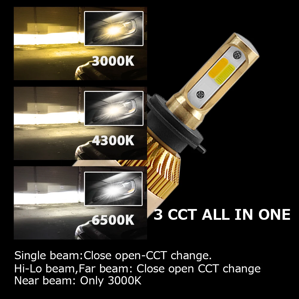 LEADTOPS 6500 K H7 светодиодный Headligts 8000 K 4300 К 3000 фары для автомобиля H1 H3 H4 H8 H9 H11 880 881 H27 9004 9905 9006 12 V 60 w